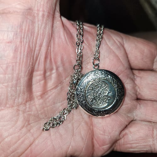 Customer photo review of Crescent Moon Locket Necklace