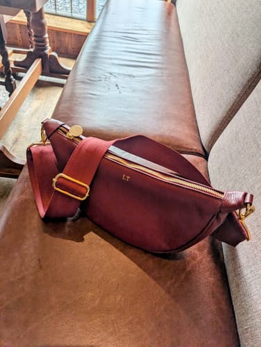 Customer photo review of Burgundy Fleur Hip Bag