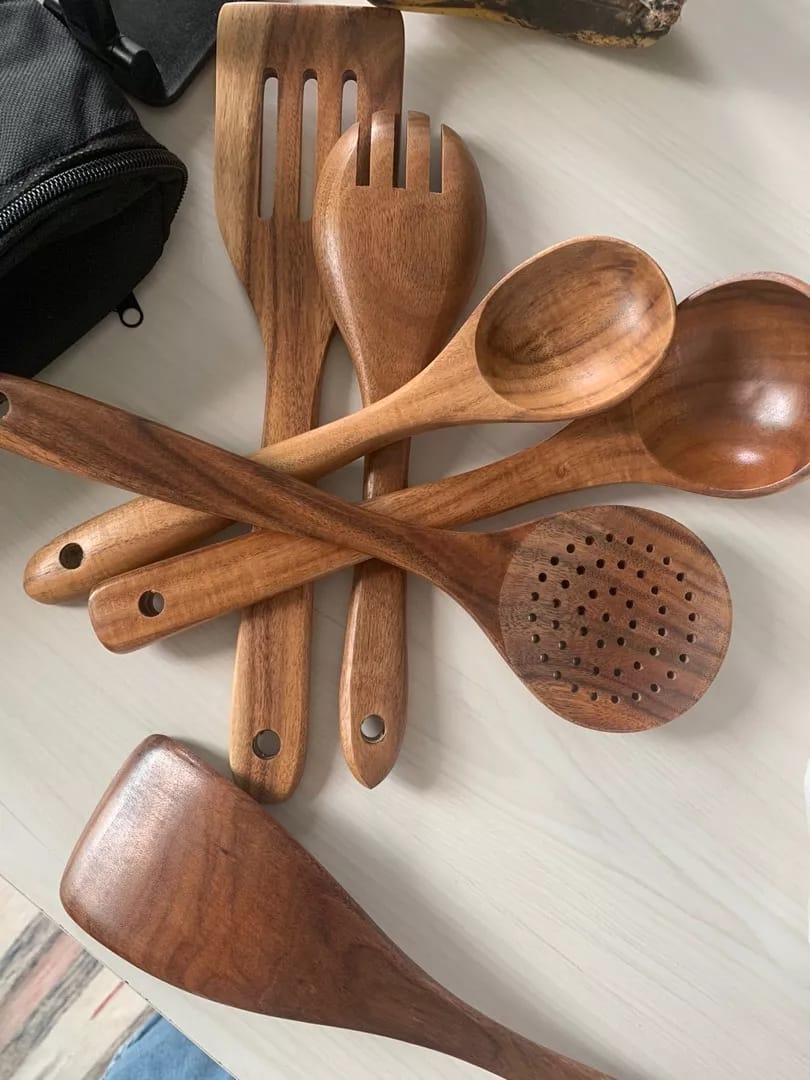 Customer photo review of Wooden Teak Utensils Set - 50% OFF SALE