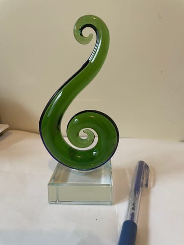 Customer photo review of Green Glass Maori Koru Hook Ornament or Trophy