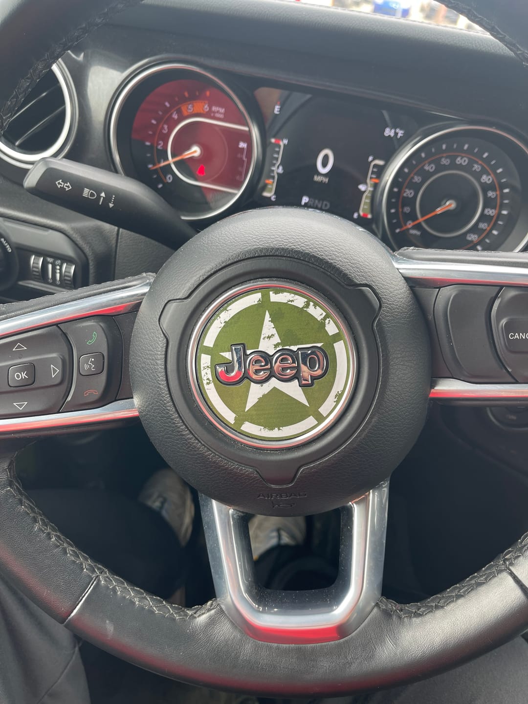 Customer photo review of Army Star Steering Wheel Decal for Jeep
