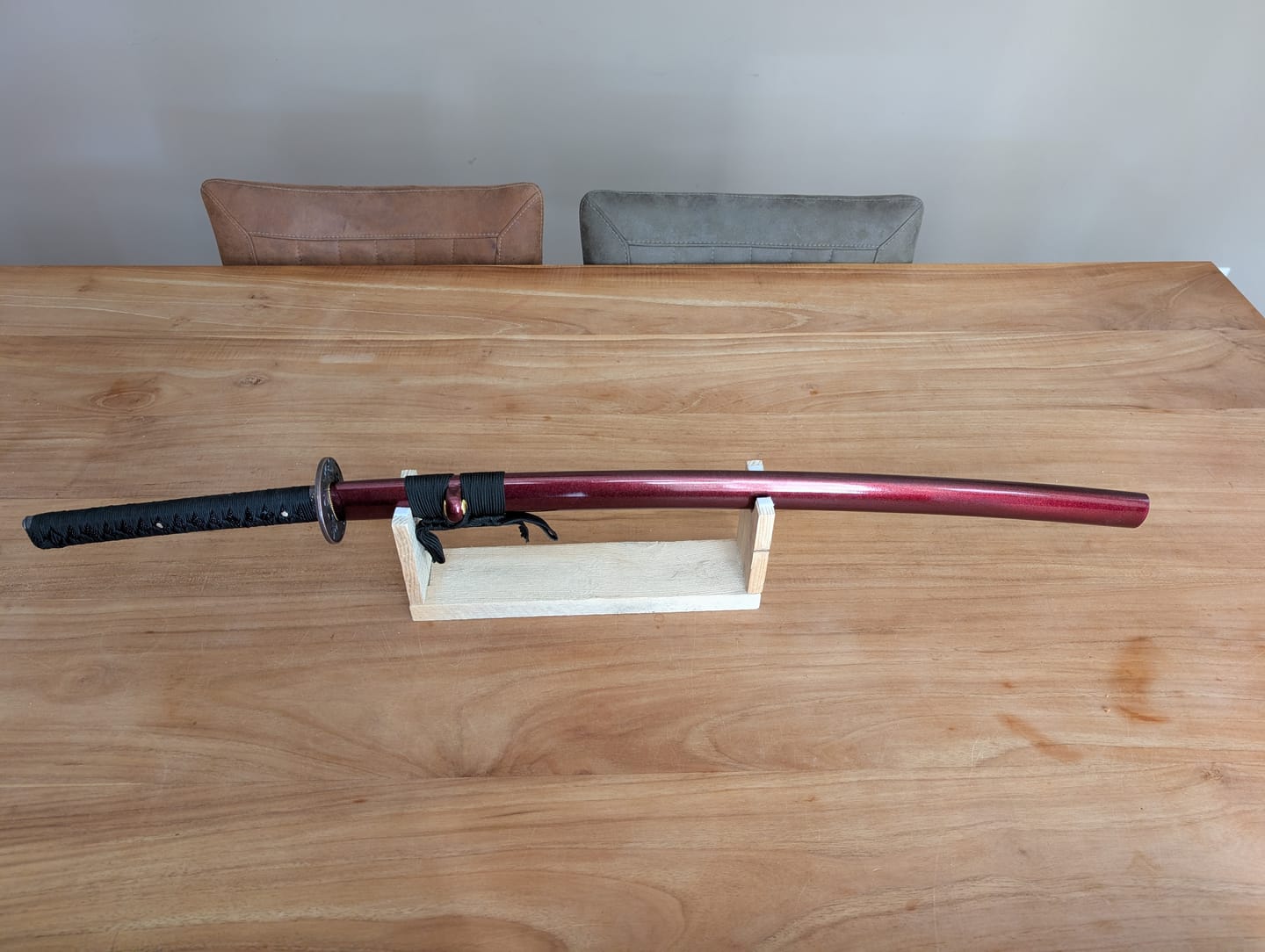 Customer photo review of The Jukyomachi Handmade Katana Clay Tempered T10 Steel