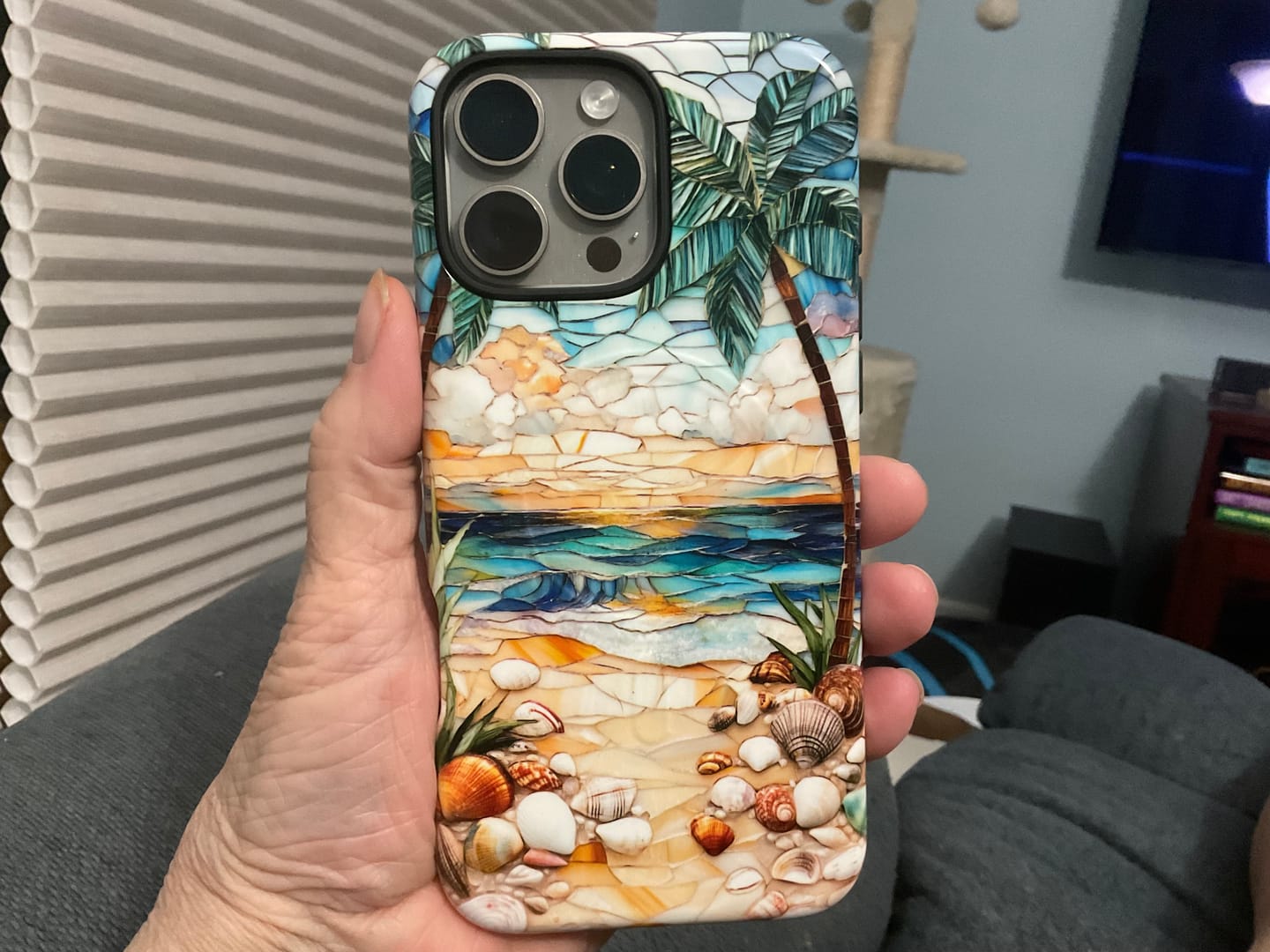 Customer photo review of Enchanting Beach Stained Glass Mosaic Design iPhone Case
