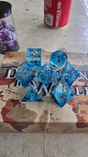 Customer photo review of Shape of Water Sharp-Edged Resin Dice Set