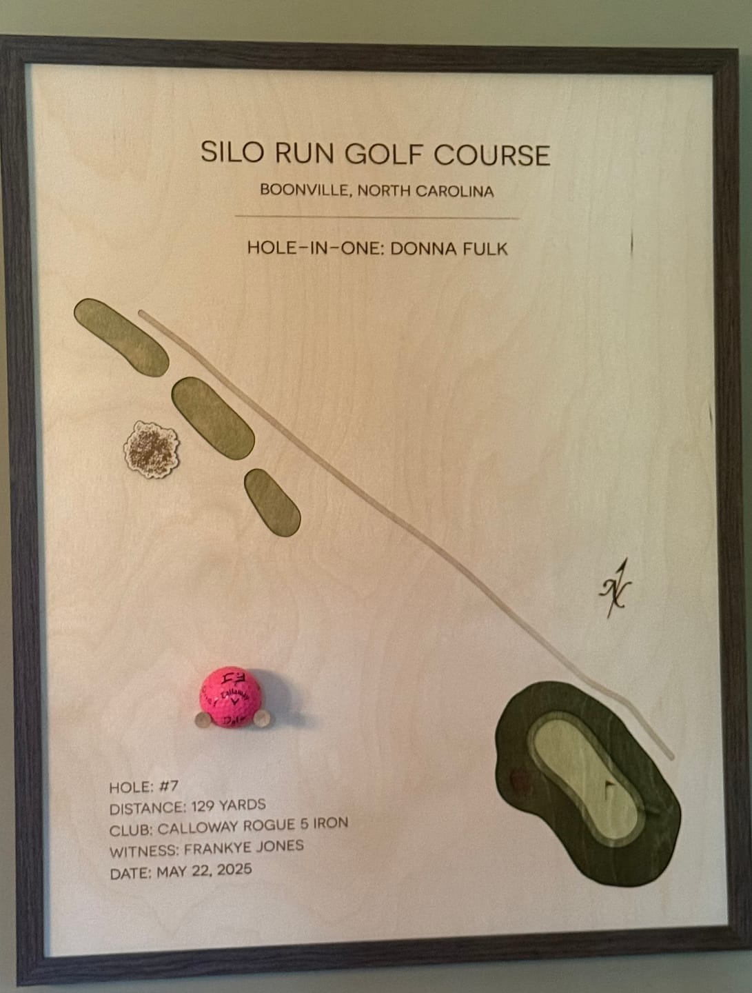 Customer photo review of Personalized Hole-in-One | Single Hole Golf Art
