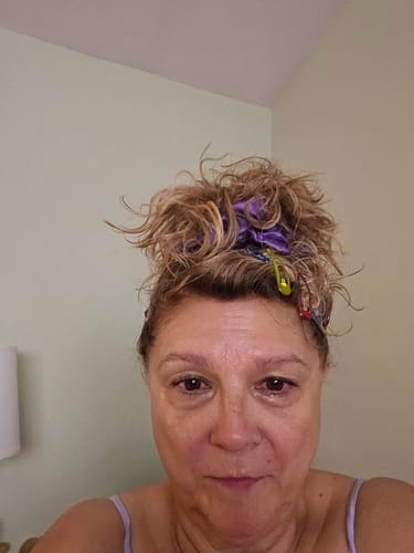Customer photo review of Amber Loves Purple Silk Scrunchie
