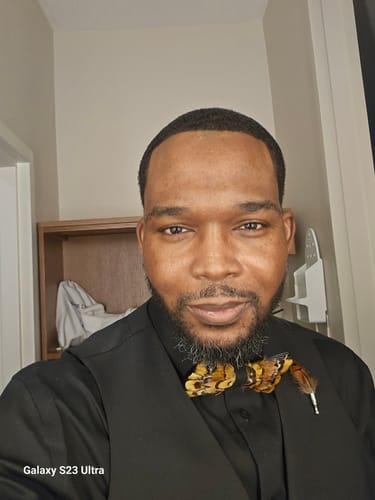 Customer photo review of The Ari - Feather Bow Tie