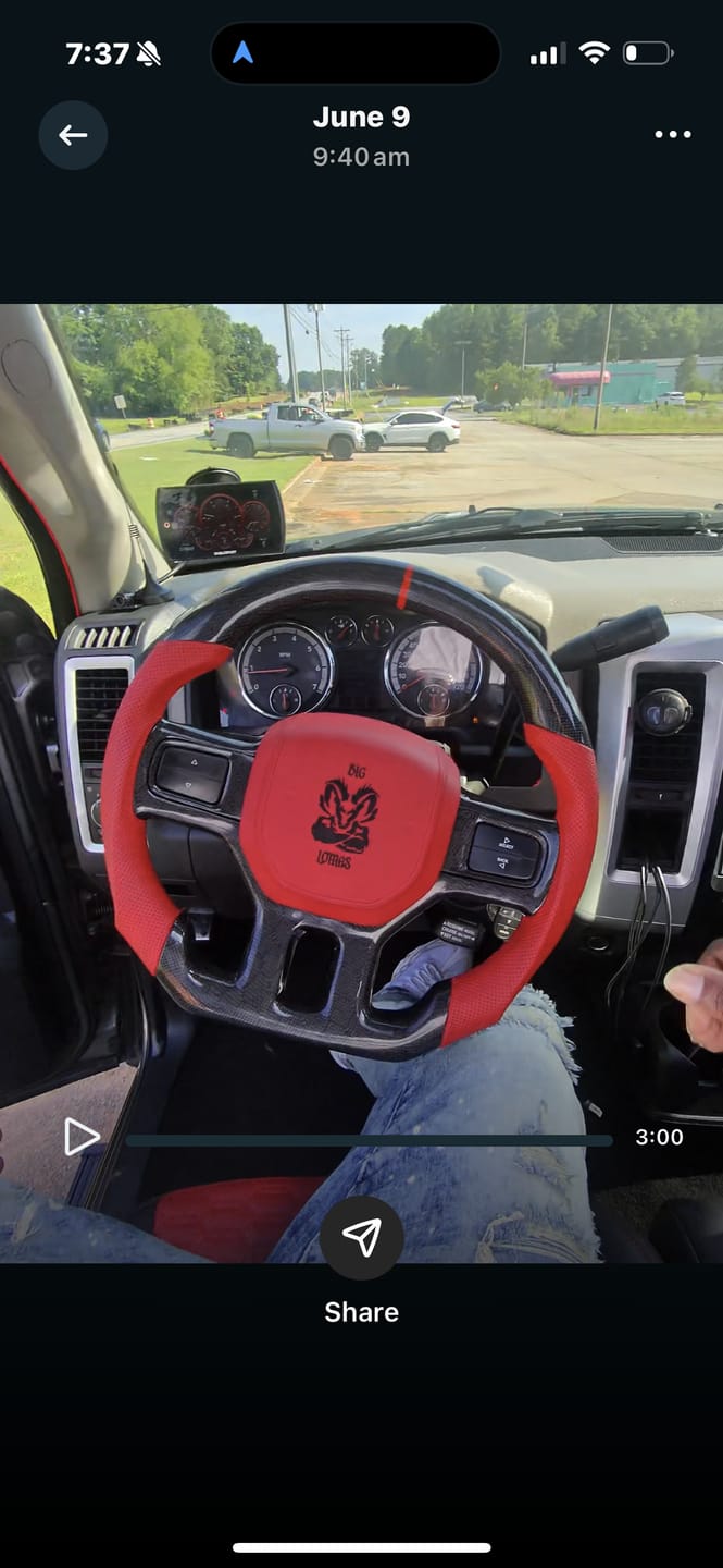 Customer photo review of 2009-2012 Ram 1500/2500 Custom Carbon Fiber Steering Wheel