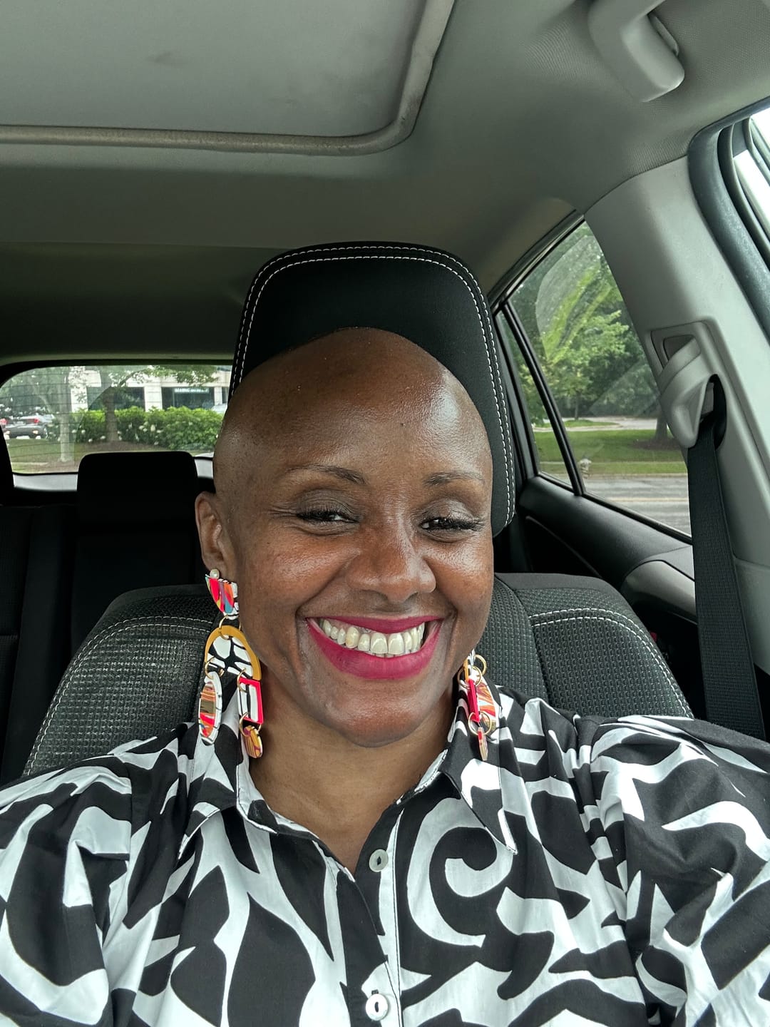 Customer photo review of TABI Cher - Mixed Print Stud & Dangle