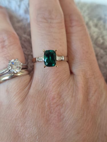 Customer photo review of Created Emerald & Diamond Ring in 9ct Yellow Gold