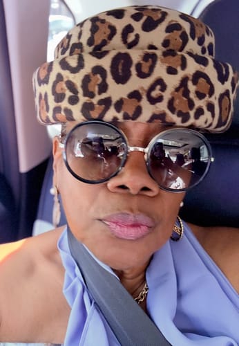 Customer photo review of London Pillbox Hat - Leopard