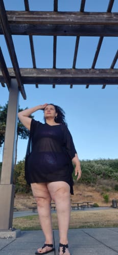 Customer photo review of Classic Black Mesh Caftan final sale