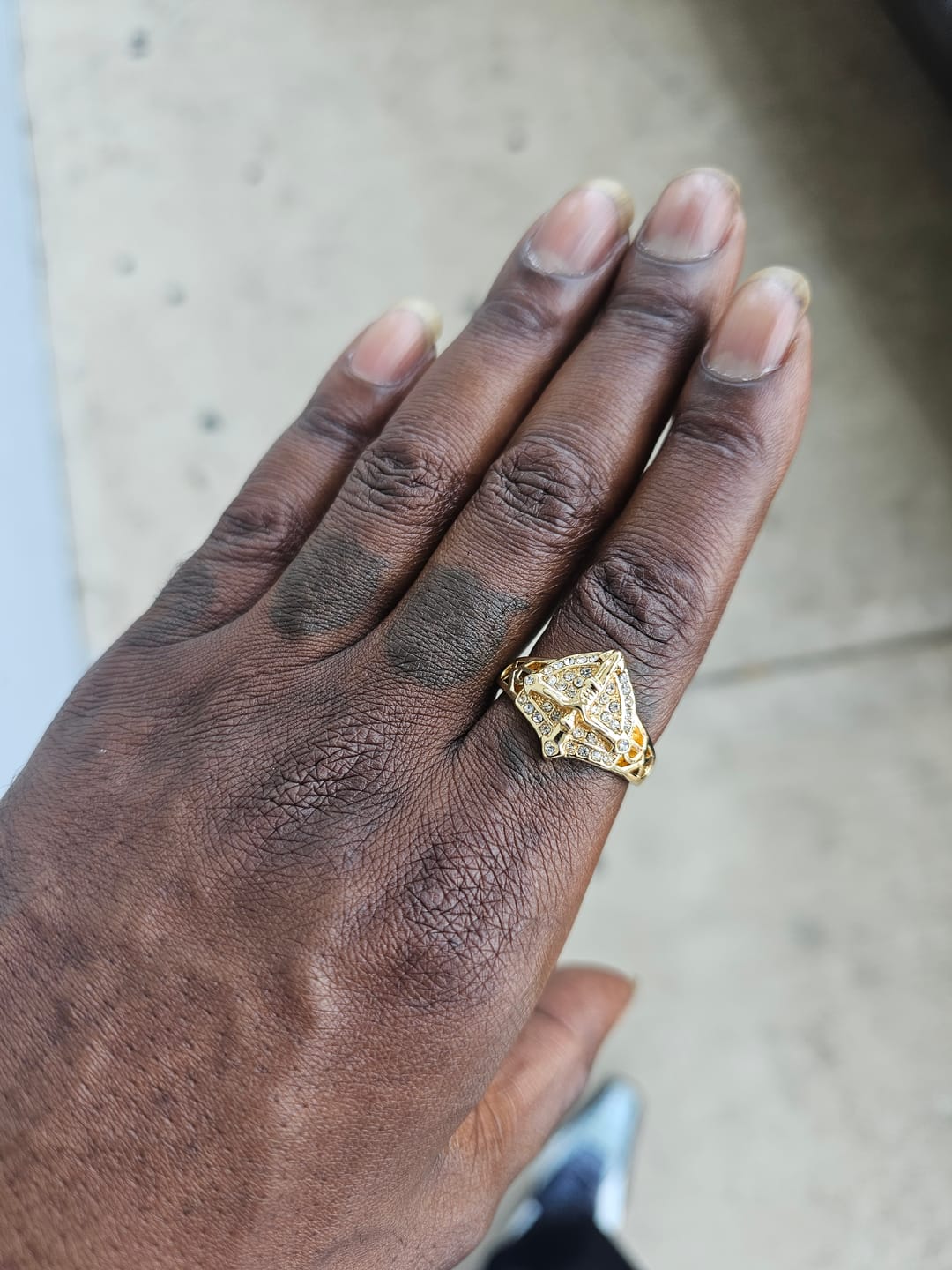 Customer photo review of FREE Today: Divine Shield Crucifix Luxurious Ring: A Bold Testament of Faith and Devotion