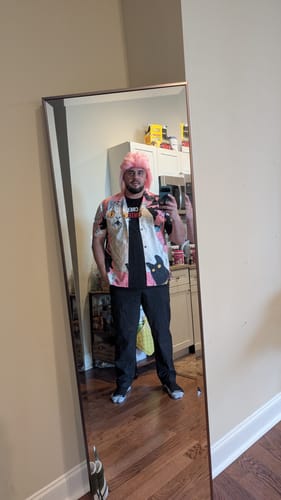 Customer photo review of [Pre-order] "Cat's Fantasy Universe" Asymmetric Print Open Collar Aloha Shirt