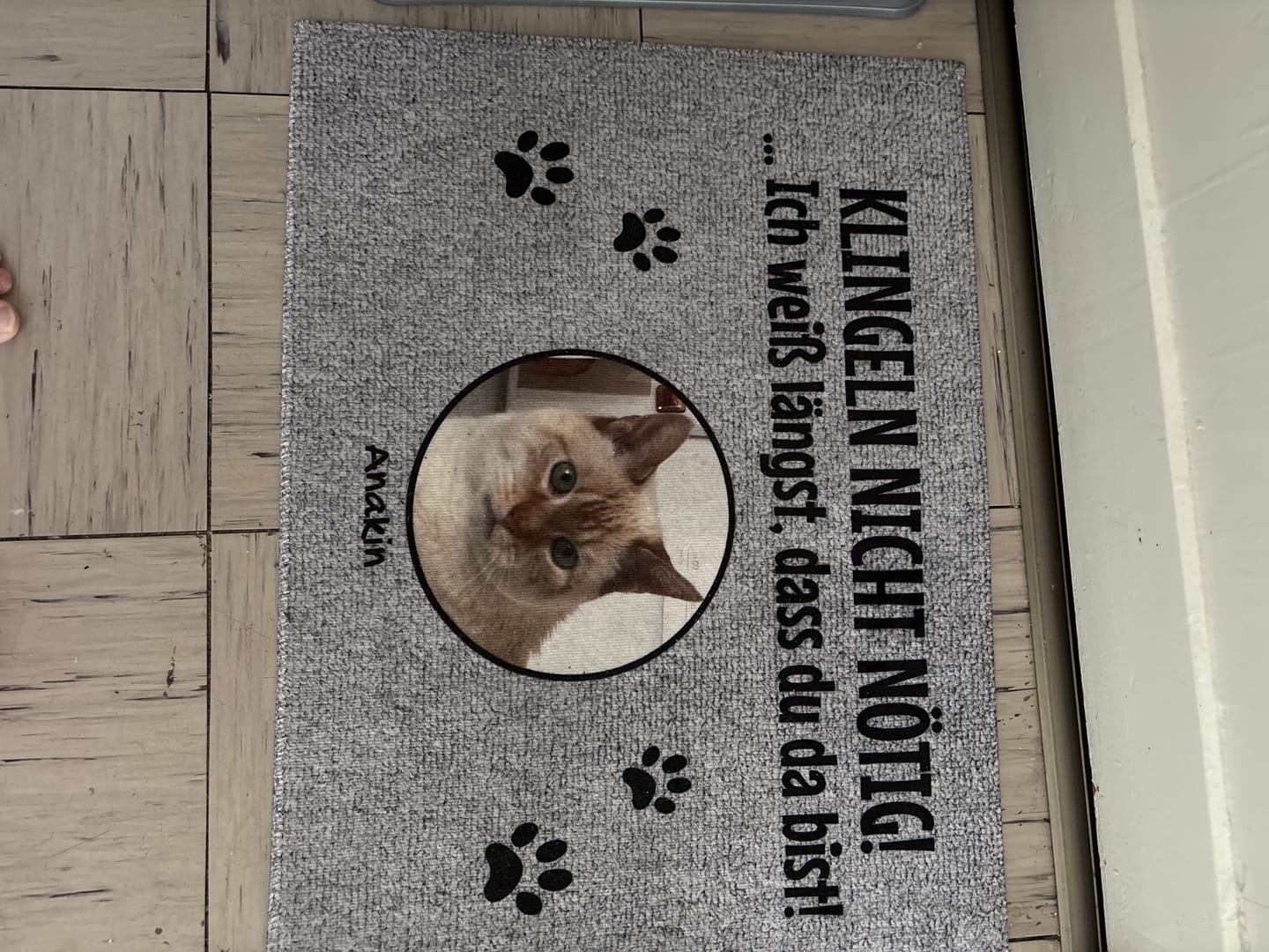 Customer photo review of Klingeln nicht nötig mit Foto - individuelle Fußmatte