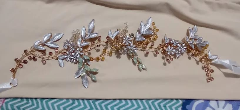 Customer photo review of Crystal Pearl Headband Tiara — Crystal Clear Silver | KIMLUD
