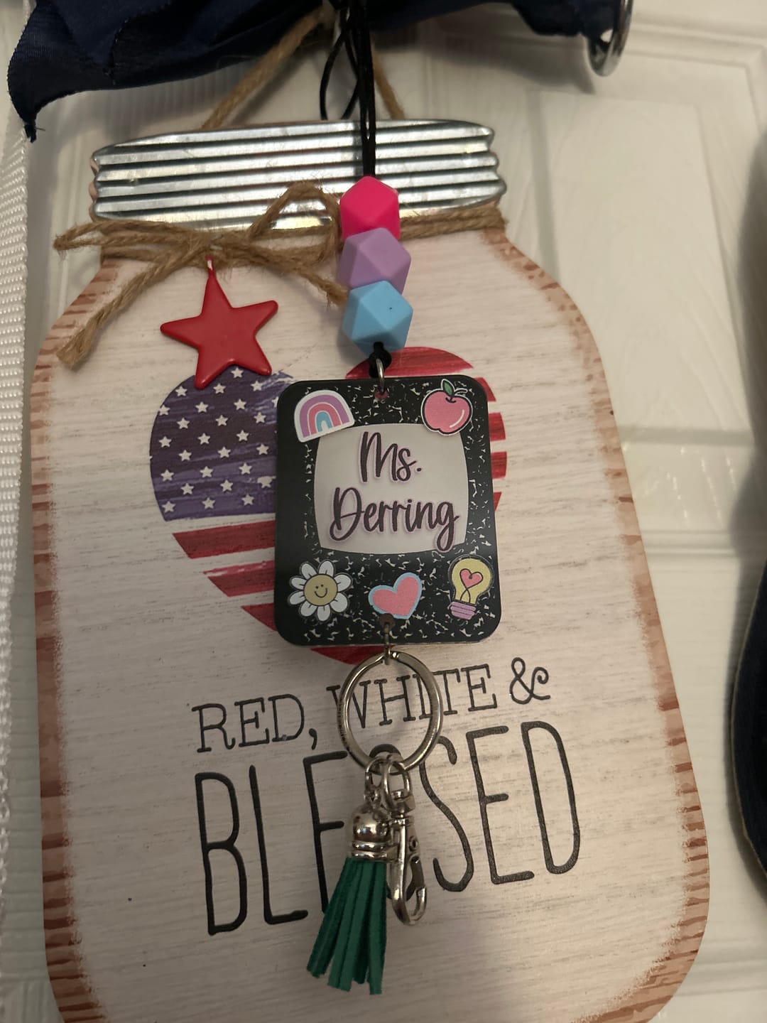 Customer photo review of Bright Doodle Printed Shape Acrylic Lanyard