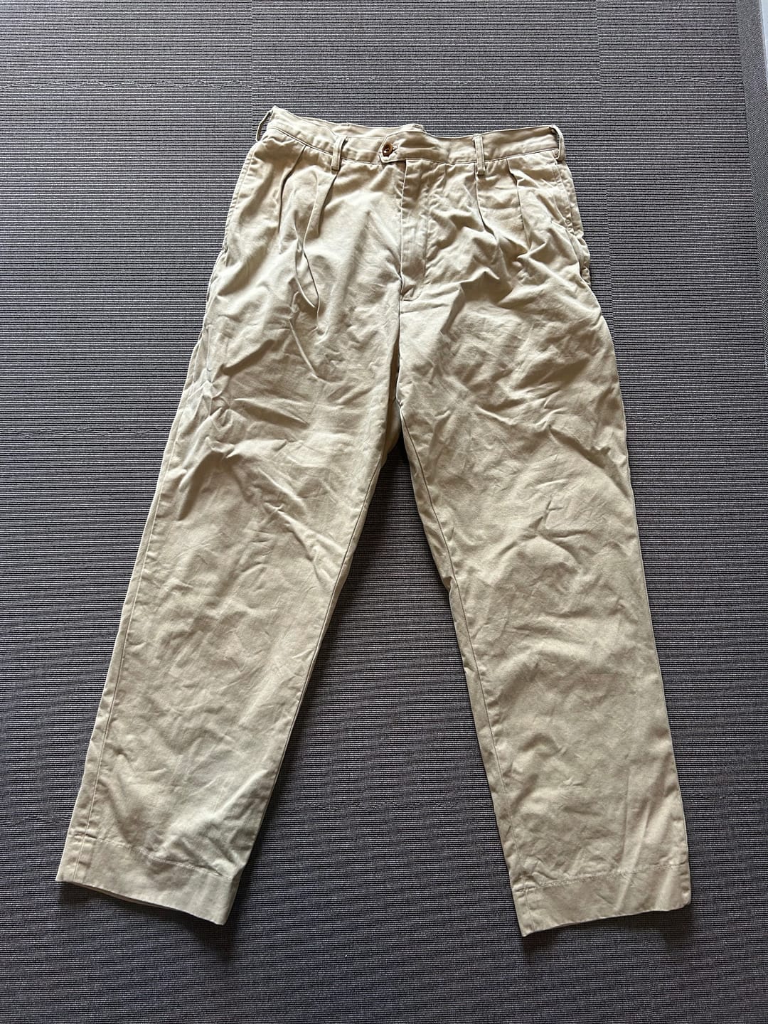 Customer photo review of 1930s IVY Style Double Pleated Chino Trousers - Khaki