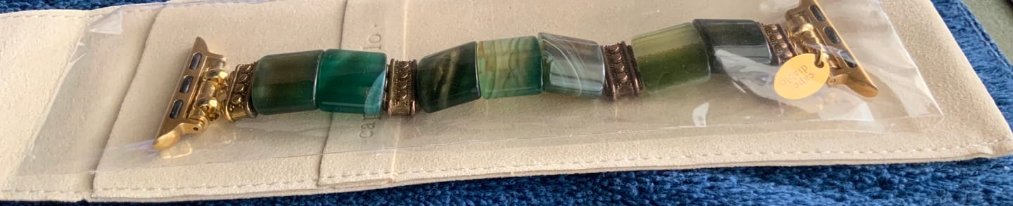 Customer photo review of Evergreen Serenity Agate Stretch Apple Watch Strap