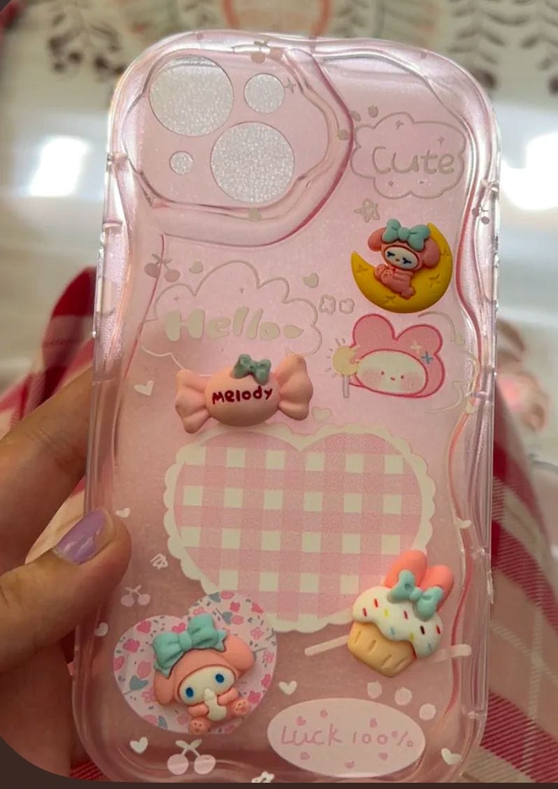 Customer photo review of 3D Cute Pink Case Wave Cartoon Melody Lanyard iPhone Soft Case