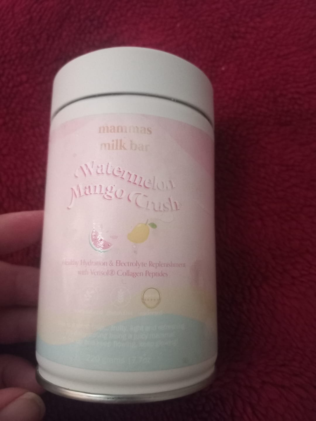 Customer photo review of Watermelon Mango Crush Hydration Electrolyte Drink with Verisol® Collagen