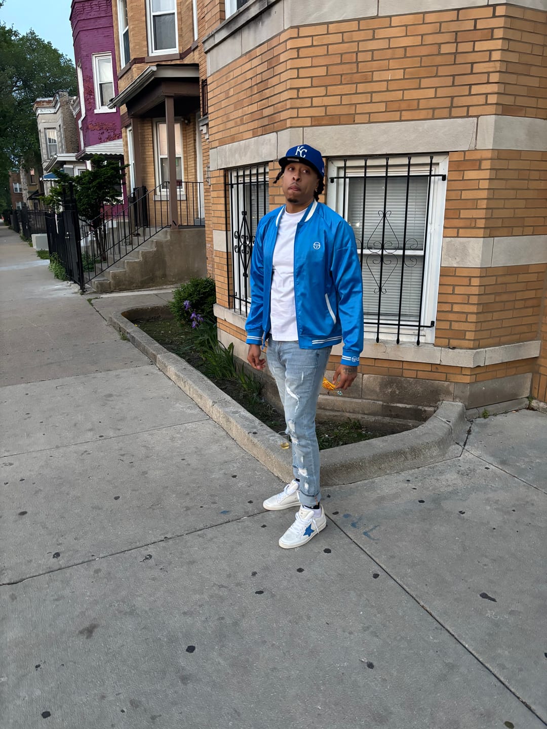 Customer photo review of Tosca Varsity Jacket- French Blue
