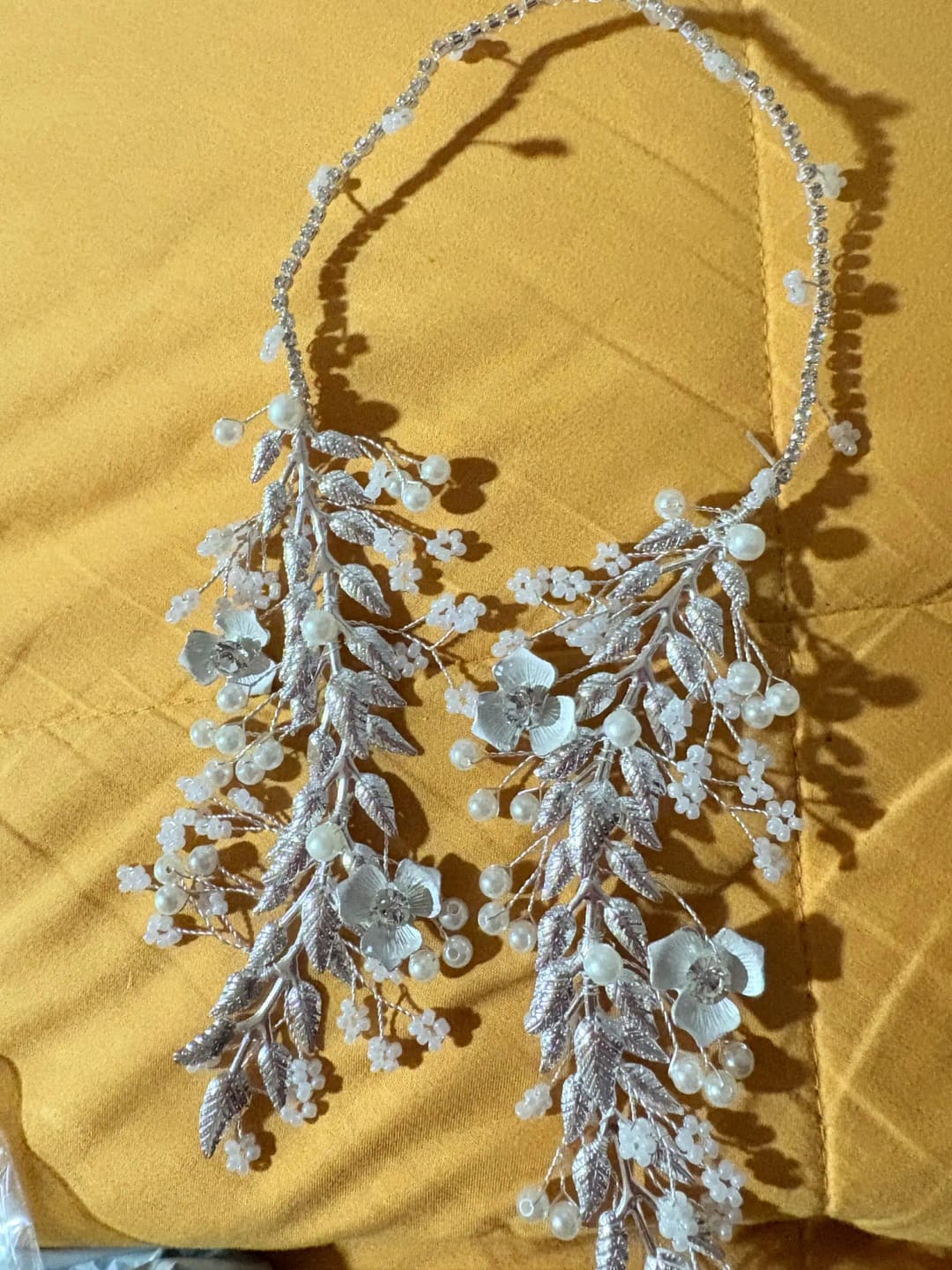 Customer photo review of Crystal Pearl Headband Tiara — Crystal Clear Silver | KIMLUD
