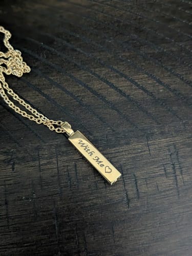 Customer photo review of Minimal Stone-Set Urn Pendant