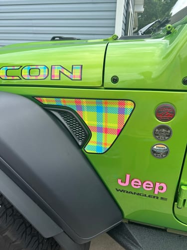 Customer photo review of Retro Neon Plaid Fender Inserts (Set of 2)