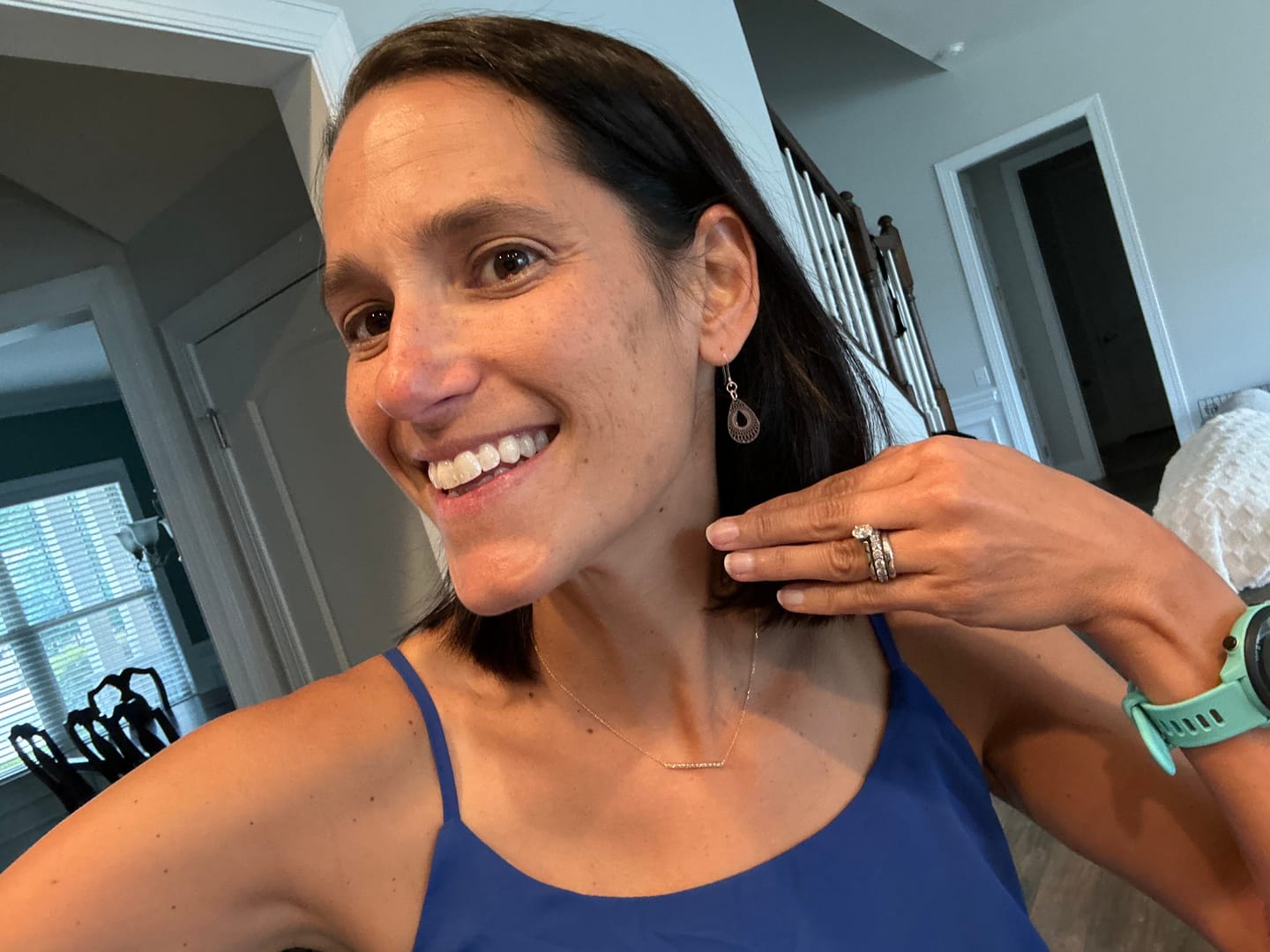 Customer photo review of Large Teardrop Swirl Dangles Hypoallergenic Earrings for Sensitive Ears Made with Plastic Posts