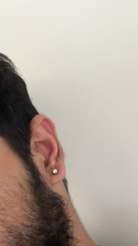 Customer photo review of Silver Zircon Bezel Stud Earrings