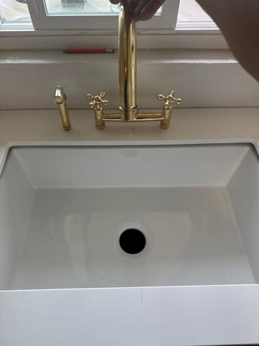 Customer photo review of Unlacquered Brass Bridge Faucet #VFK001-C1