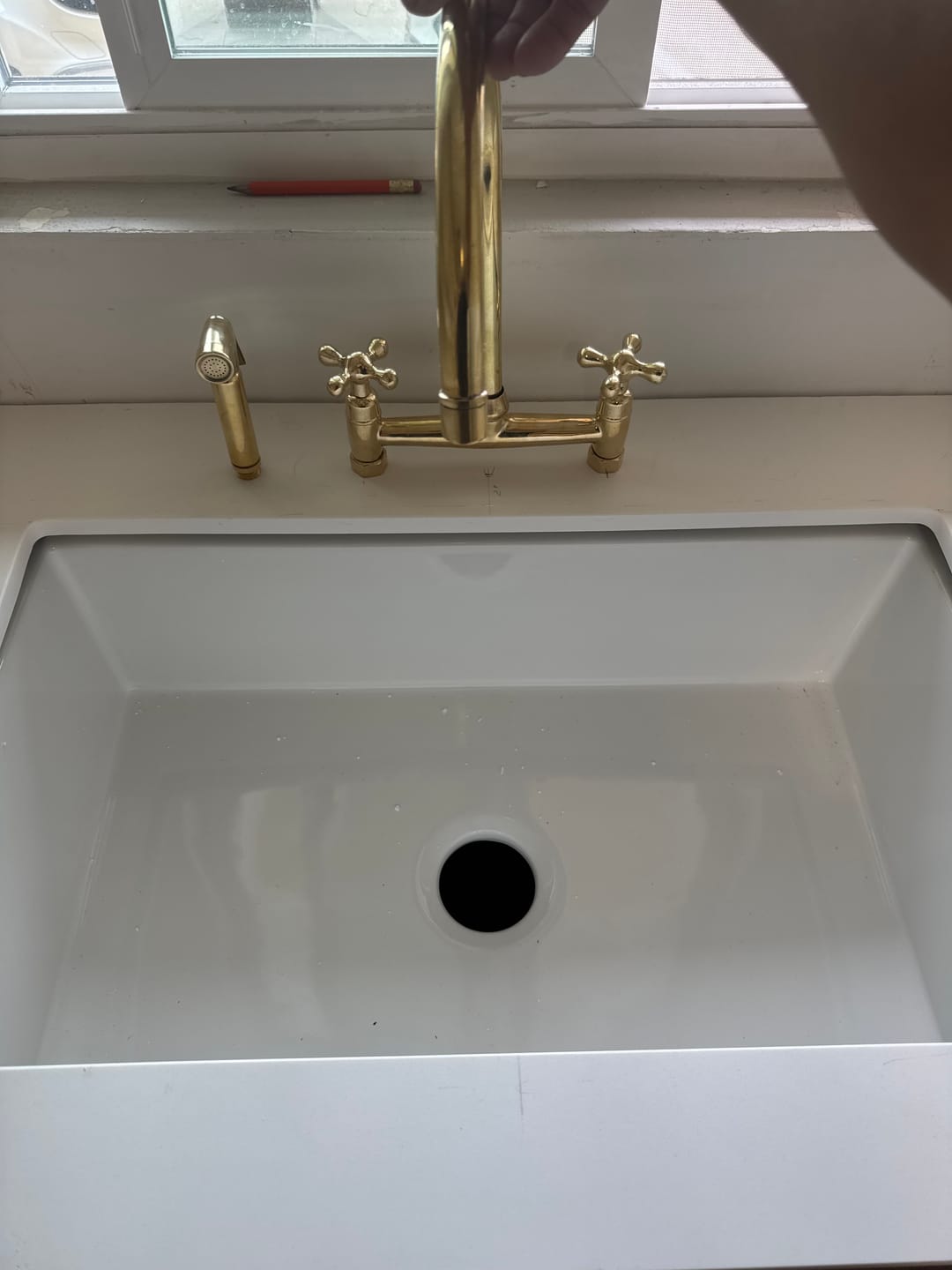 Customer photo review of Unlacquered Brass Bridge Faucet #VFK001-C1