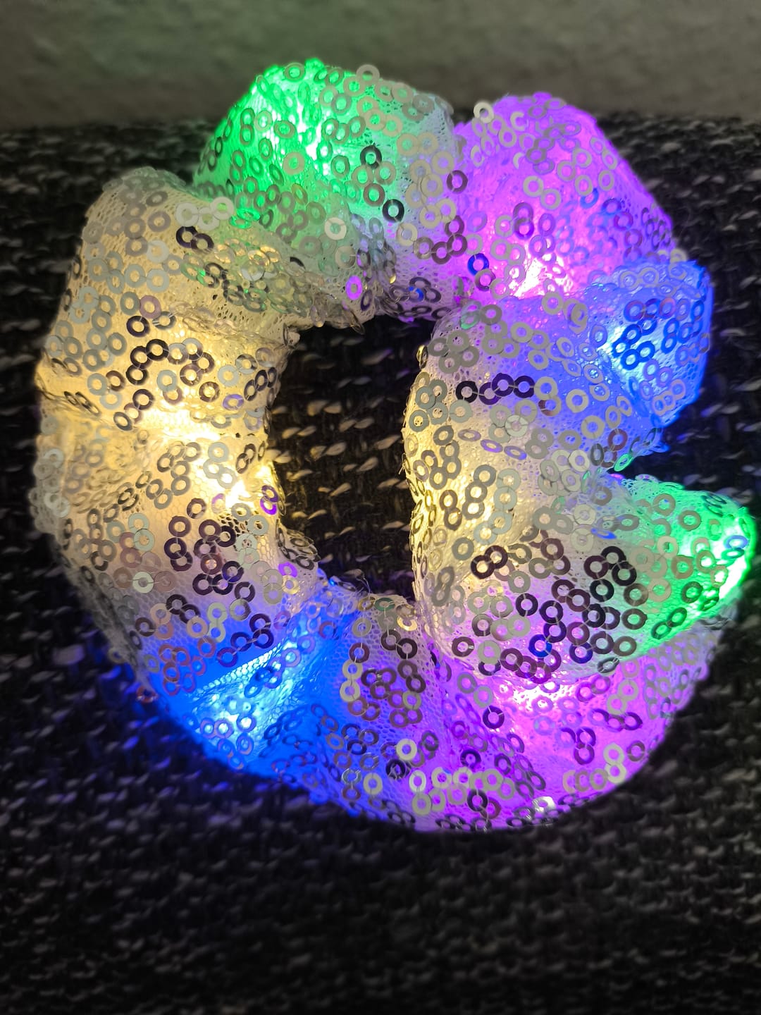 Customer photo review of LED Scrunchie | Silver Glitter