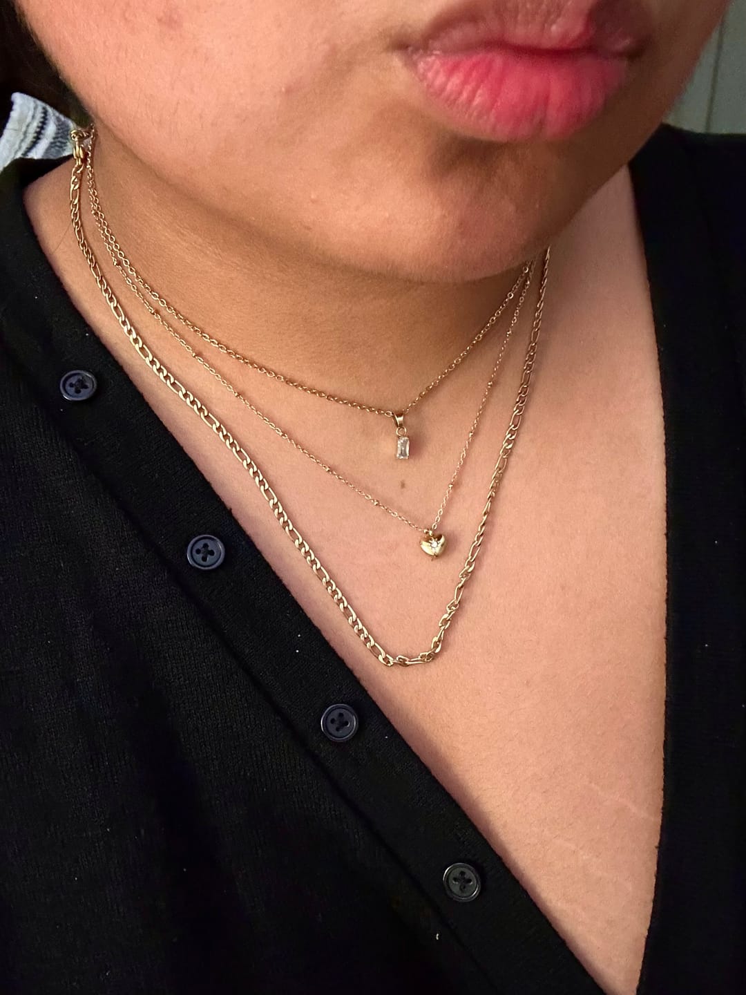 Customer photo review of Dainty Emerald Diamond Necklace