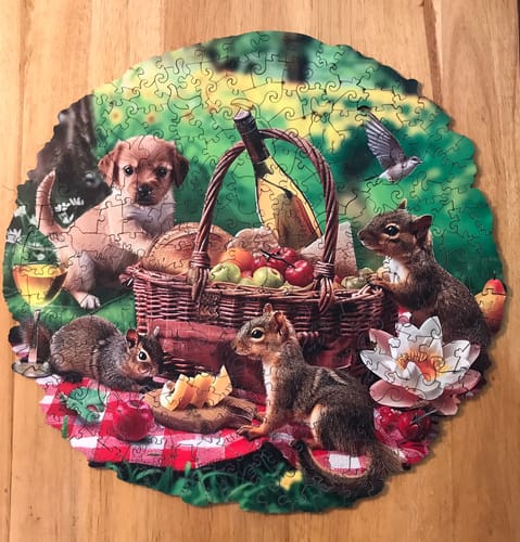 Customer photo review of Animal Picnic Wooden Jigsaw Puzzle