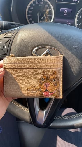 Customer photo review of Coach Mini Skinny Card Wallet with Custom Pet Portrait