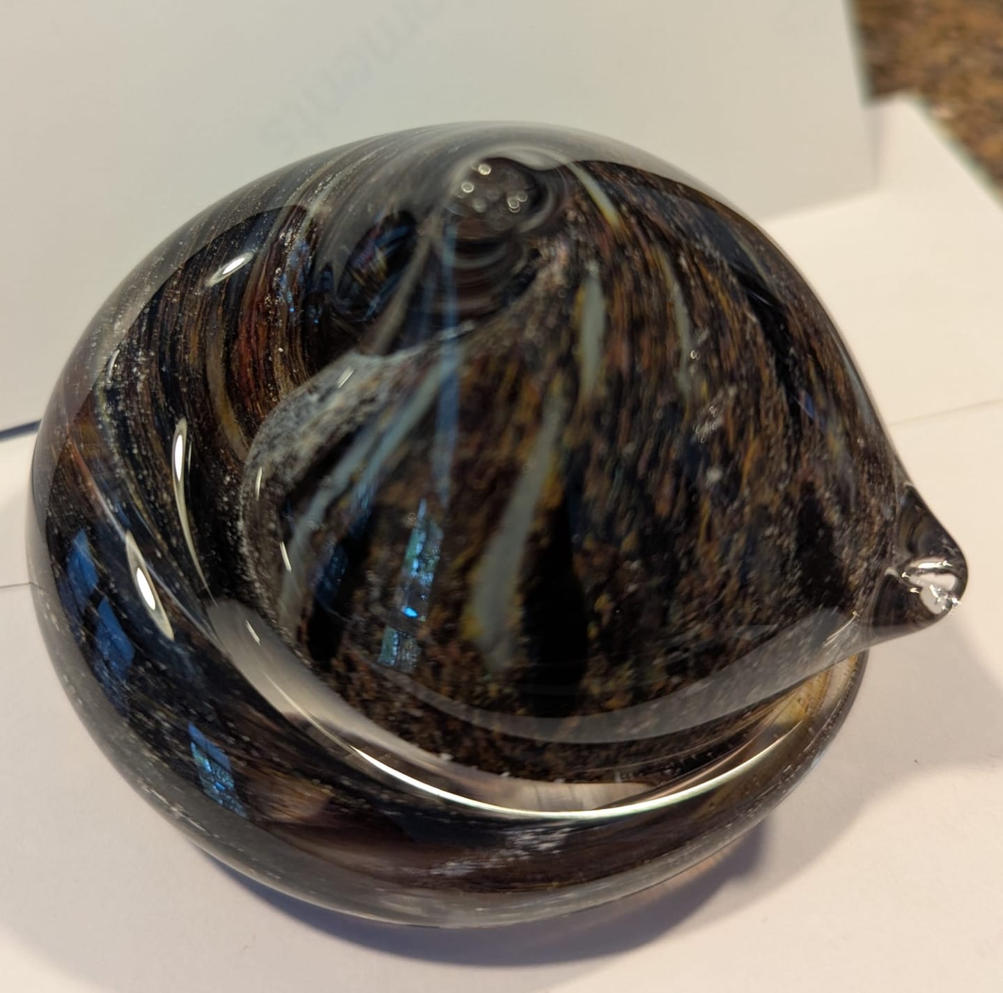 Customer photo review of Half-tone Sleeping Glass Cat with Infused Cremation Ashes