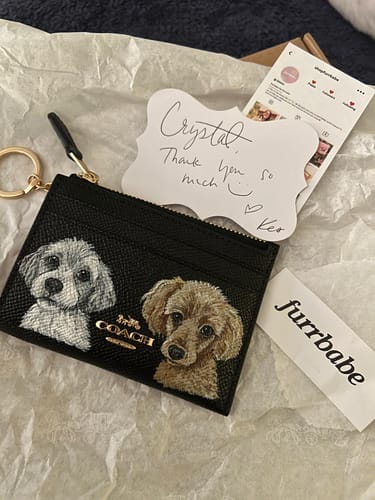 Customer photo review of Coach Mini Skinny Card Wallet with Custom Pet Portrait