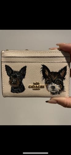 Customer photo review of Coach Wristlet with Custom Pet Portrait
