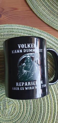 Customer photo review of Dummheit reparieren - Tasse (Personalisiert)