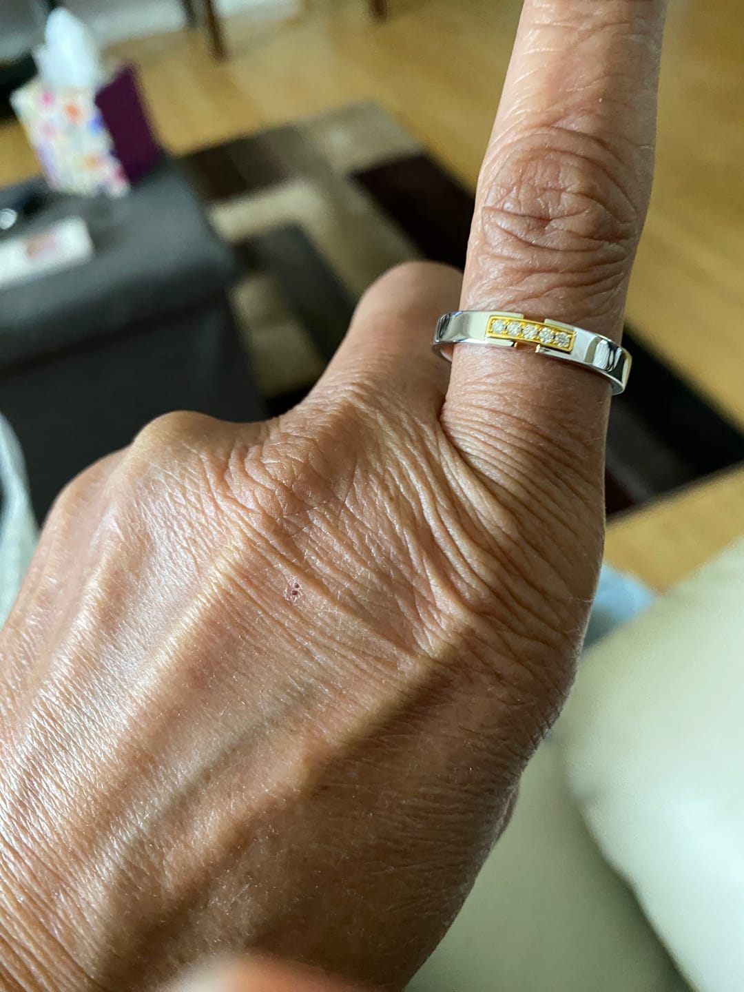 Customer photo review of Moissanite Fashion Two Tone Sterling Silver Wedding Band Ring