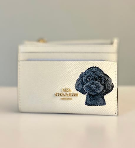 Customer photo review of Coach Mini Skinny Card Wallet with Custom Pet Portrait