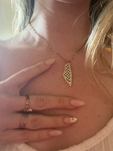 Customer photo review of Palestine Keffiyeh Necklace