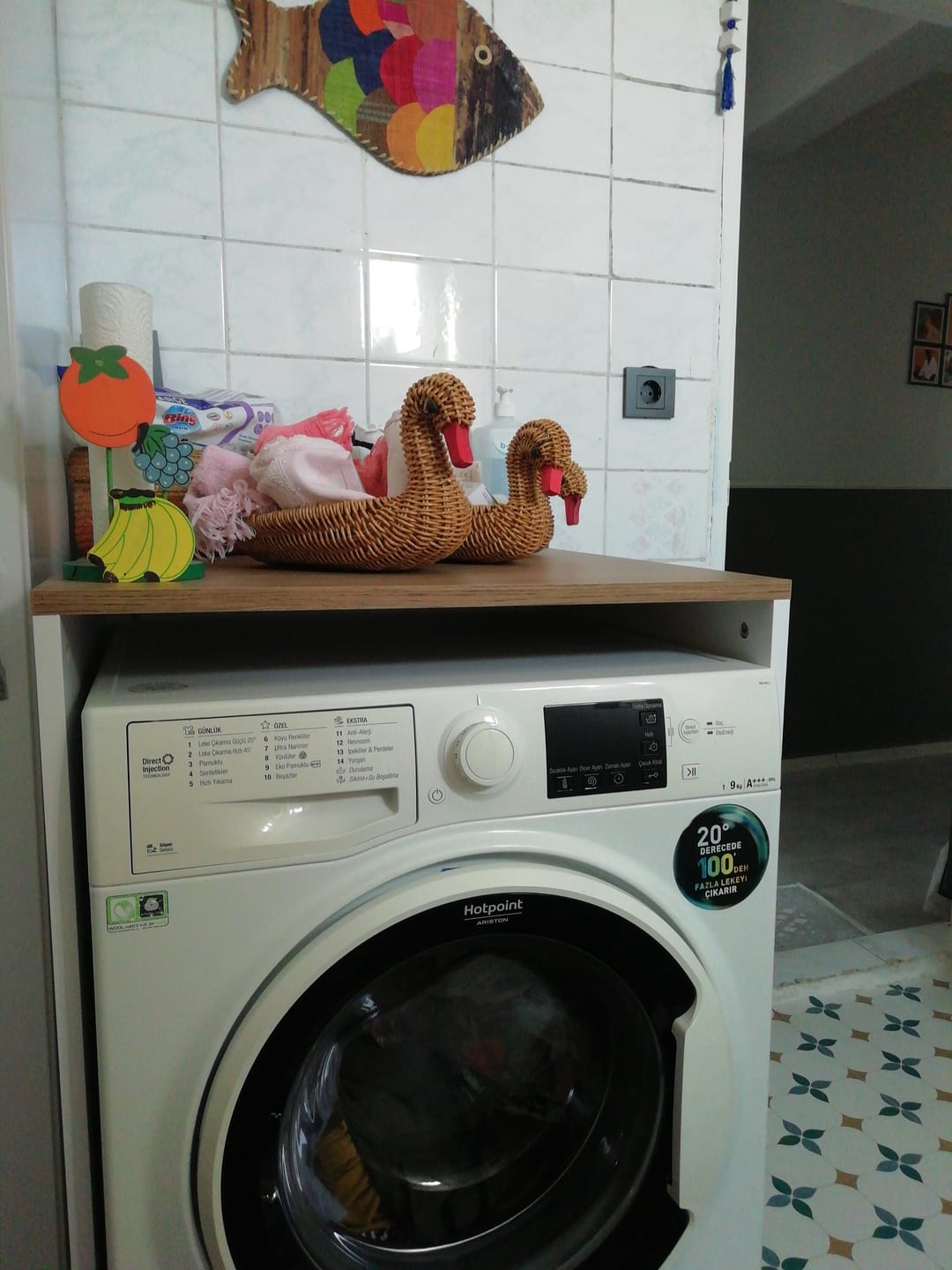 Customer photo review of Rani KD103 Çamaşır - Kurutma Makinesi Dolabı Kapaksız Beyaz - Sepet Ceviz