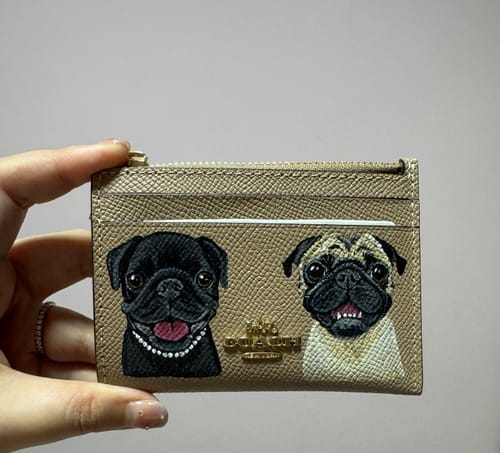 Customer photo review of Coach Mini Skinny Card Wallet with Custom Pet Portrait