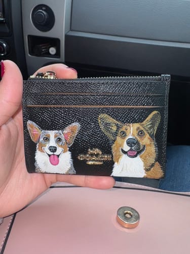 Customer photo review of Coach Mini Skinny Card Wallet with Custom Pet Portrait