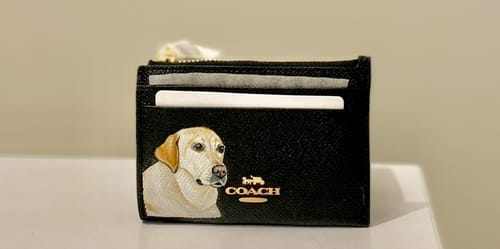 Customer photo review of Coach Mini Skinny Card Wallet with Custom Pet Portrait