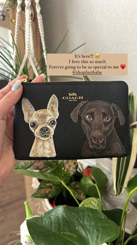 Customer photo review of Coach Wristlet with Custom Pet Portrait