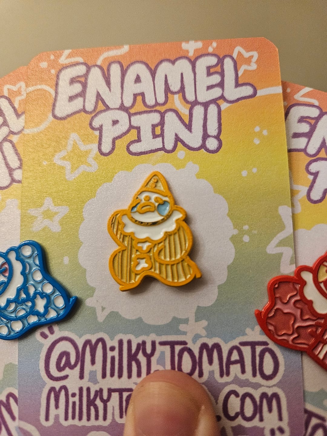 Customer photo review of Cute Lil Clown Enamel Pins